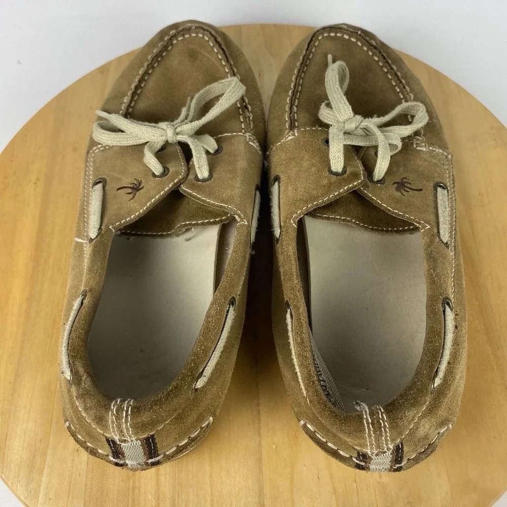 Margaritaville‎ Boat Deck Shoe Men's 9.5 Tan Leather Shoes South Shore Jimmy